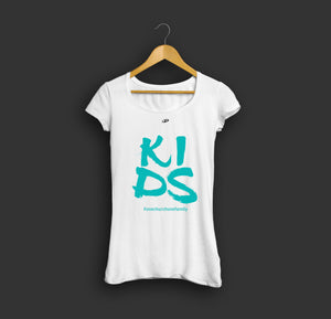 Shirt "ICF KIDS" (weiß – Ladies – Frontprint in versch. Farben)