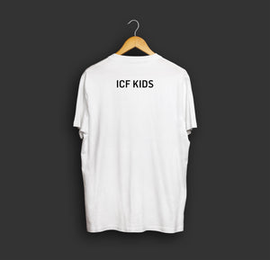 Shirt "ICF KIDS" (weiß – unisex – Frontprint in versch. Farben)